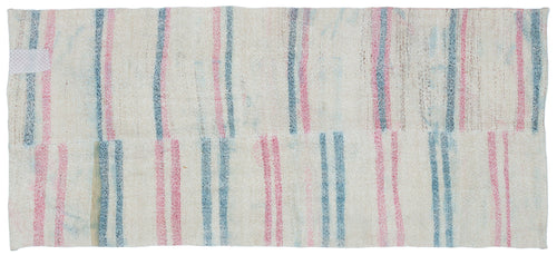 Girit Beige Striped Wool Handmade Area Rug 3'8" x 8'5"