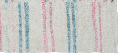 Girit Beige Striped Wool Handmade Area Rug 3'8" x 8'5"