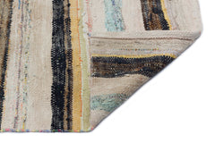 Girit Beige Striped Wool Handmade Area Rug 6'1" x 9'5"