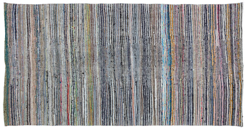 Girit 32154 Beige Striped Wool Handmade Area Rug 5'5" x 10'2"