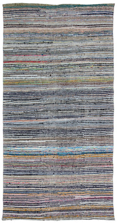 Girit 32154 Beige Striped Wool Handmade Area Rug 5'5" x 10'2"