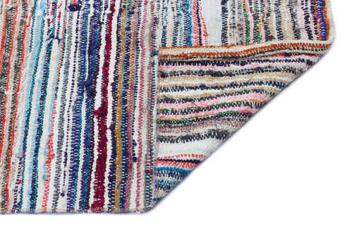 Girit Beige Striped Wool Handmade Area Rug 4'11" x 8'11"