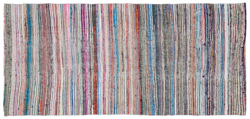 Girit Beige Striped Wool Handmade Area Rug 4'11" x 8'11"