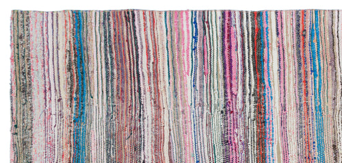 Girit Beige Striped Wool Handmade Area Rug 4'11" x 8'11"