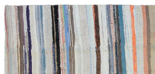 Girit Beige Striped Wool Handmade Area Rug 5'3" x 11'8"