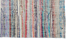 Girit White Striped Wool Handmade Area Rug 4'7" x 7'9"