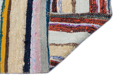 Girit Beige Striped Wool Handmade Area Rug 3'2" x 12'7"