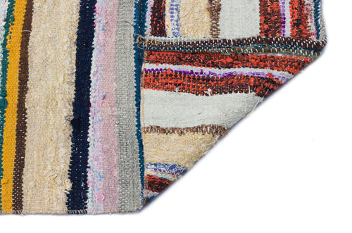 Girit Beige Striped Wool Handmade Area Rug 3'2" x 12'7"