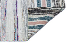 Girit Beige Striped Wool Handmade Area Rug 5'6" x 8'6"