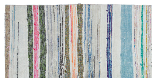 Girit Beige Striped Wool Handmade Area Rug 5'6" x 8'6"