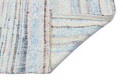 Girit Blue Striped Wool Handmade Area Rug 5'2" x 7'7"