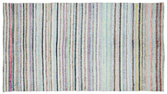 Girit Beige Striped Wool Handmade Area Rug 6'0" x 7'9"