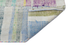 Girit White Striped Wool Handmade Area Rug 4'3" x 8'7"