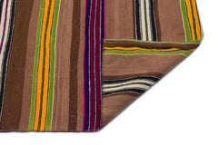 Girit Brown Striped Wool Handmade Area Rug 4'8" x 6'11"