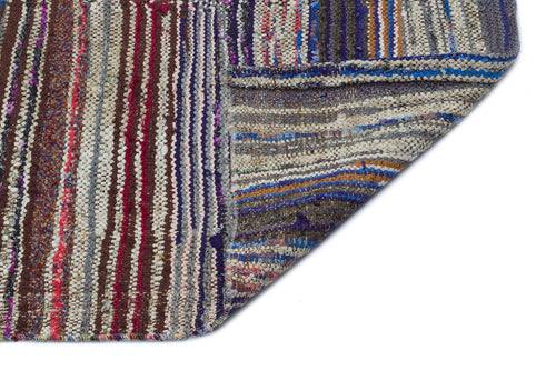 Girit Beige Striped Wool Handmade Area Rug 4'11" x 8'1"