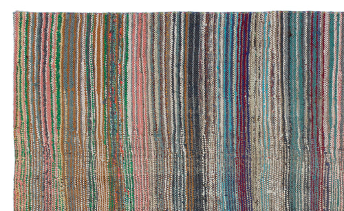 Girit Beige Striped Wool Handmade Area Rug 4'11" x 8'1"