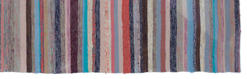 Girit Purple Striped Wool Handmade Area Rug 2'5" x 8'1"