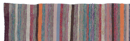 Girit Purple Striped Wool Handmade Area Rug 2'5" x 8'1"