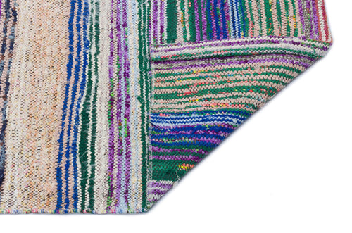 Girit Grey Striped Wool Handmade Area Rug 4'7" x 7'11"