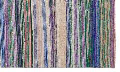 Girit Grey Striped Wool Handmade Area Rug 4'7" x 7'11"