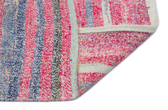 Girit Pink Striped Wool Handmade Area Rug 4'5" x 8'5"