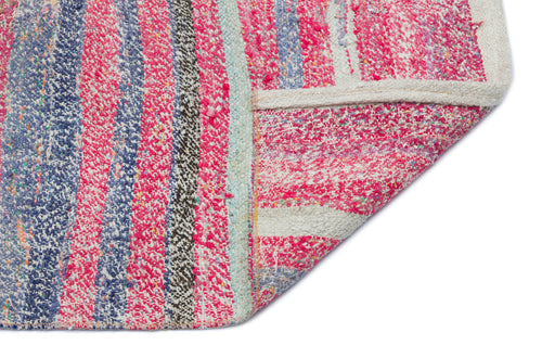 Girit Pink Striped Wool Handmade Area Rug 4'5" x 8'5"