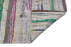 Girit Beige Striped Wool Handmade Area Rug 4'9" x 9'10"