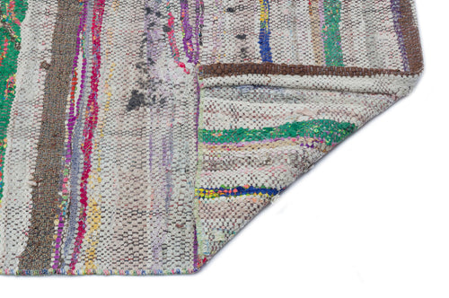 Girit Beige Striped Wool Handmade Area Rug 4'9" x 9'10"