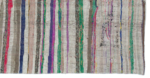 Girit Beige Striped Wool Handmade Area Rug 4'9" x 9'10"