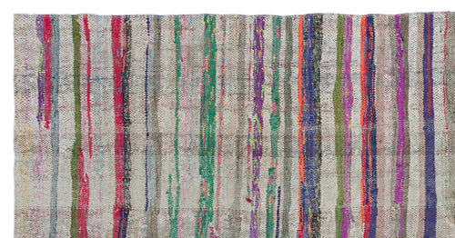 Girit Beige Striped Wool Handmade Area Rug 4'9" x 9'10"