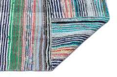 Girit Beige Striped Wool Handmade Area Rug 5'3" x 8'10"