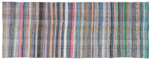 Girit Beige Striped Wool Handmade Area Rug 5'3" x 8'10"