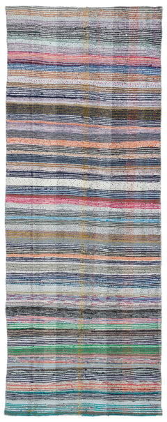 Girit Beige Striped Wool Handmade Area Rug 5'3" x 8'10"