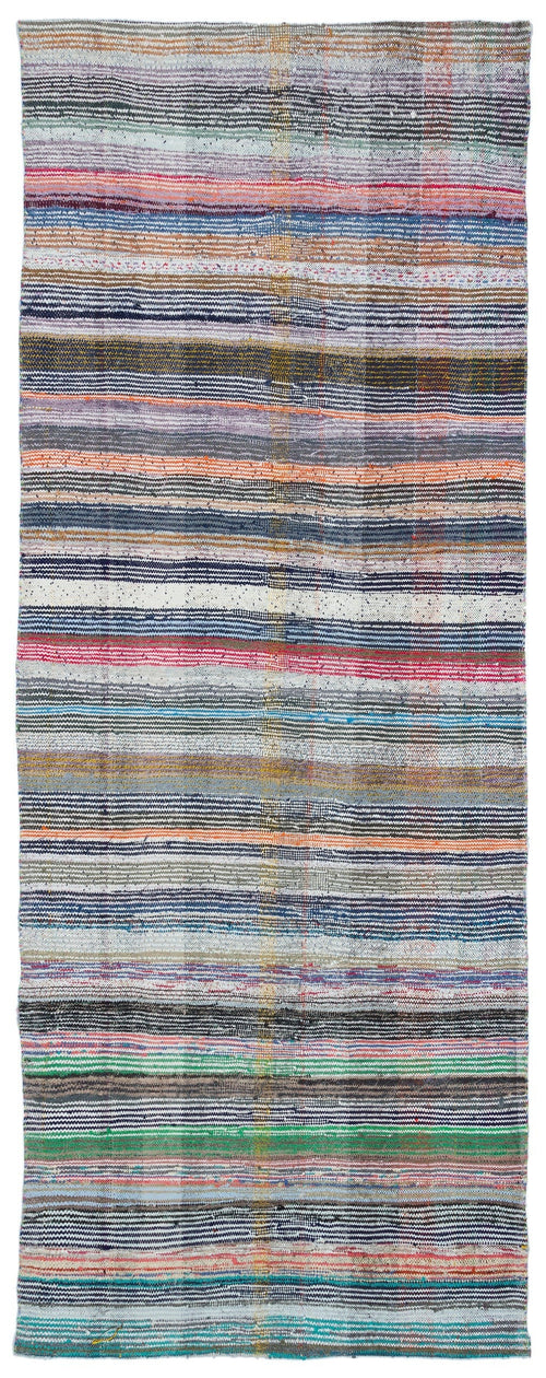 Girit Beige Striped Wool Handmade Area Rug 5'3" x 8'10"