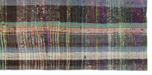 Girit Brown Striped Wool Handmade Area Rug 3'3" x 6'10"