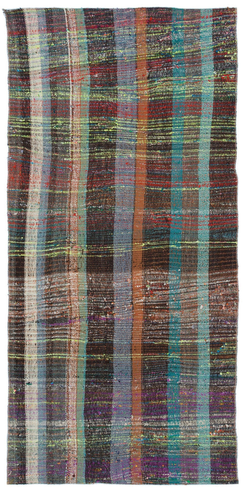 Girit Brown Striped Wool Handmade Area Rug 3'3" x 6'10"
