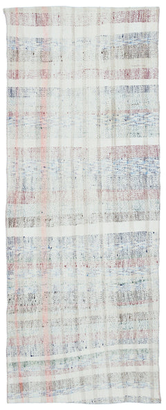 Girit Beige Striped Wool Handmade Area Rug 2'11" x 7'7"