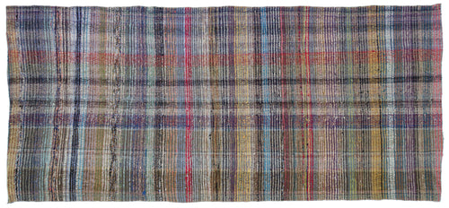 Girit Beige Striped Wool Handmade Area Rug 5'7" x 10'2"