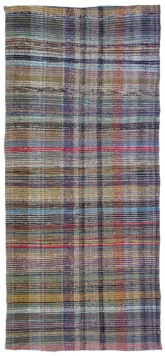 Girit Beige Striped Wool Handmade Area Rug 5'7" x 10'2"