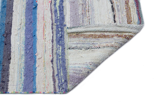 Girit Beige Striped Wool Handmade Area Rug 6'5" x 8'9"