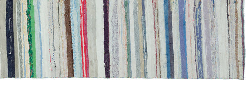 Girit Beige Striped Wool Handmade Area Rug 6'5" x 8'9"