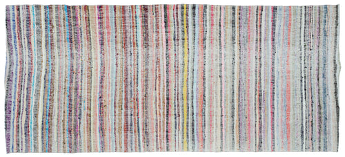 Girit Beige Striped Wool Handmade Area Rug 5'11" x 13'8"