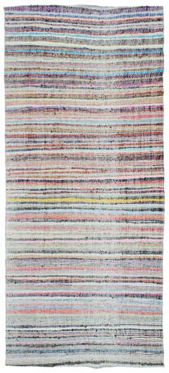 Girit Beige Striped Wool Handmade Area Rug 5'11" x 13'8"