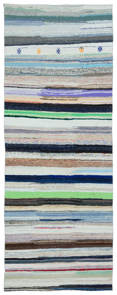 Girit Beige Striped Wool Handmade Area Rug 5'5" x 14'3"