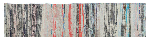 Girit Beige Striped Wool Handmade Area Rug 4'11" x 9'2"