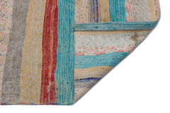 Girit Beige Striped Wool Handmade Area Rug 4'6" x 13'7"