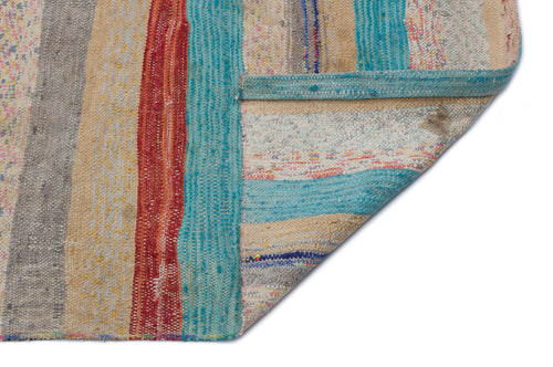 Girit Beige Striped Wool Handmade Area Rug 4'6" x 13'7"