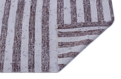 Girit Purple Striped Wool Handmade Area Rug 2'4" x 8'0"