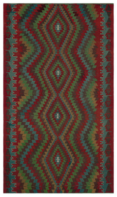 Girit Brown Geometric Wool Handmade Area Rug 5'10" x 10'0"