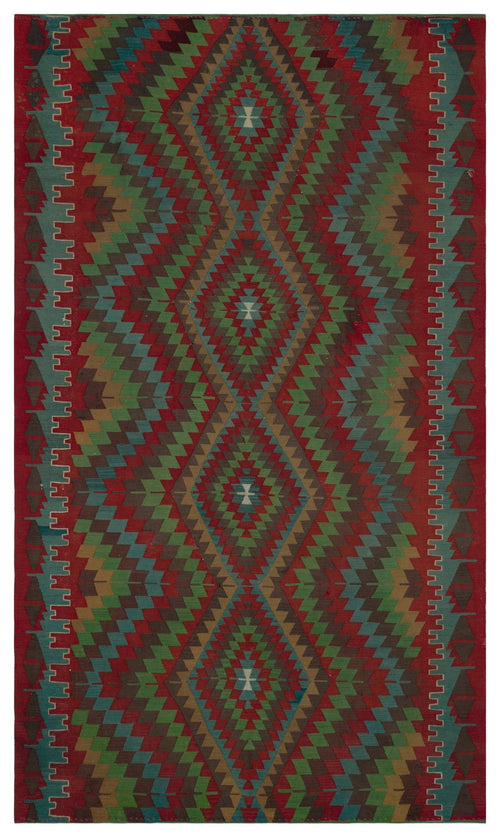 Girit Brown Geometric Wool Handmade Area Rug 5'10" x 10'0"